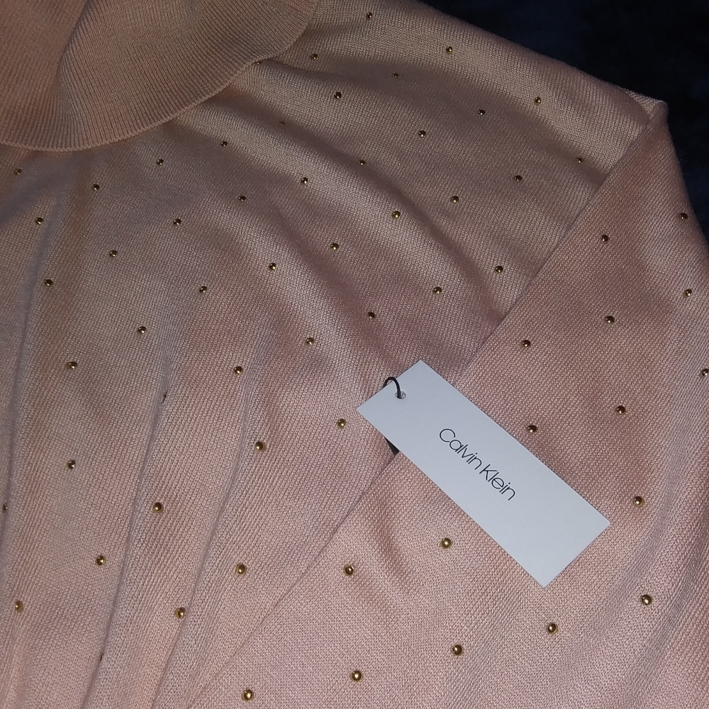 Calvin K. (new) pink stud sweater - cowl neck - XL - Picture 5 of 6